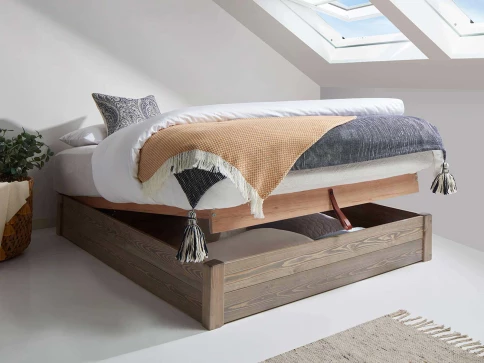 Ottoman Storage Bed (No Headboard / Space Saver) Ottoman Storage Beds Wooden Bed